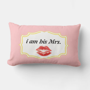 Rectangle Je suis son Coussin des lèvres rouges rose Mme Pin