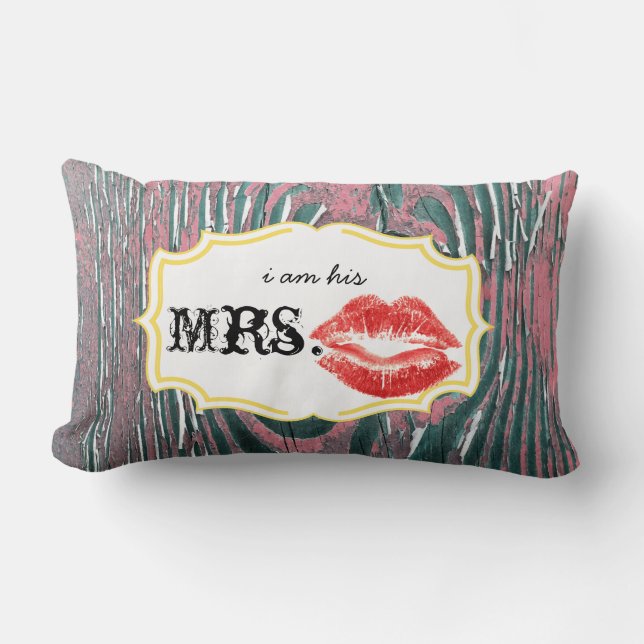 Rectangle Je suis son Coussin Mme Red Lips Old Barn Wood Mau (Recto)