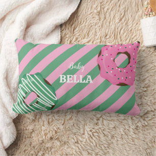 Rectangle Joli coussin bébé donut rose et vert