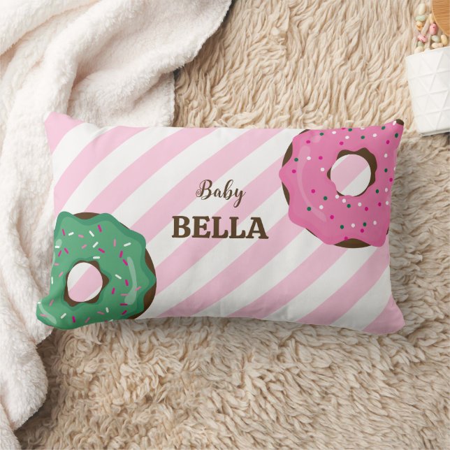 Rectangle Joli coussin bébé donut rose et vert (Couverture)