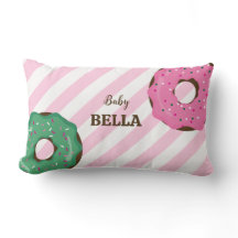 Joli coussin bébé donut rose et vert