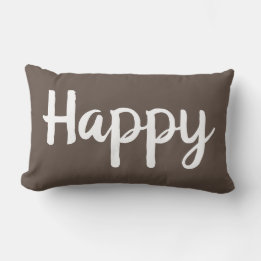 Rectangle jolie typographie HAPPY | Coussin Lumbar
