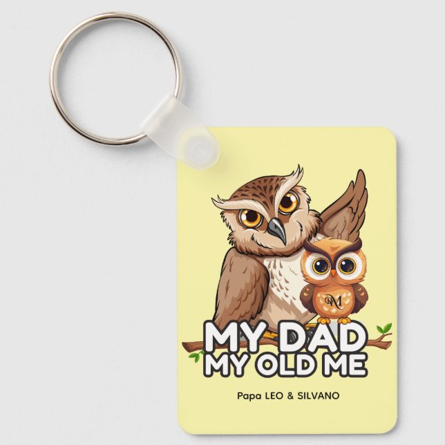 Rectangle Keychain : My Dad My Old Me (yellow) (Front)