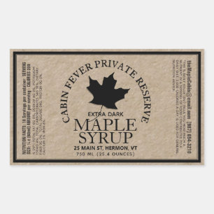 Rectangle Kraft Maple Syrup with Nutrition Facts R Sticker