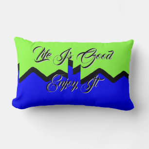 Rectangle La vie est belle Profitez-en Coussin lombaire vert
