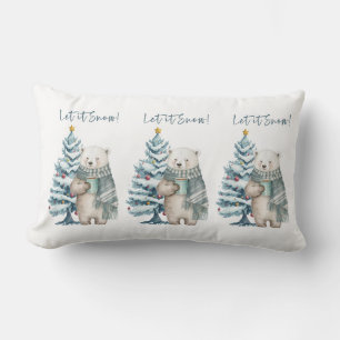Rectangle Laisser Neige Ours Polaire Blanc Lumbar Coussin