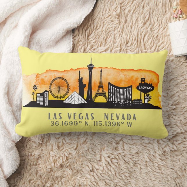 Rectangle Las Vegas Skyline Latitude Lumbar Coussin (Couverture)