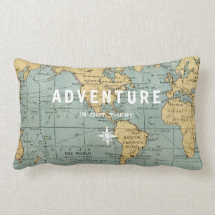 RECTANGLE L'AVENTURE EST LÀ COUSSIN VINTAGE DE LA CARTE