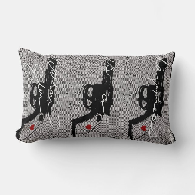 Rectangle Le bonheur est un coussin chaud d'arme à feu (Recto)