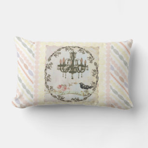Rectangle « Le Chandelier » Perles et Roses  Coussin