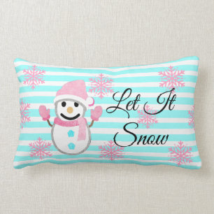 Rectangle Le rose et le Teal l'ont laissé neiger coussin de