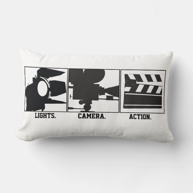 Rectangle Lights.Camera.Action. Coussin de Movie Maker (Recto)