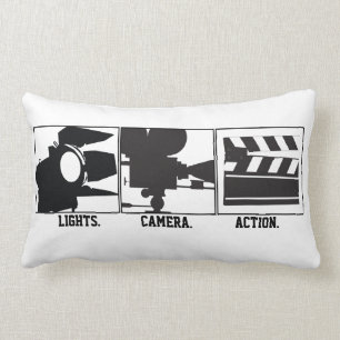 Rectangle Lights.Camera.Action. Coussin de Movie Maker