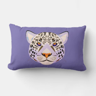 Rectangle Lilac & Orange Leopard Head Lumbar Coussin