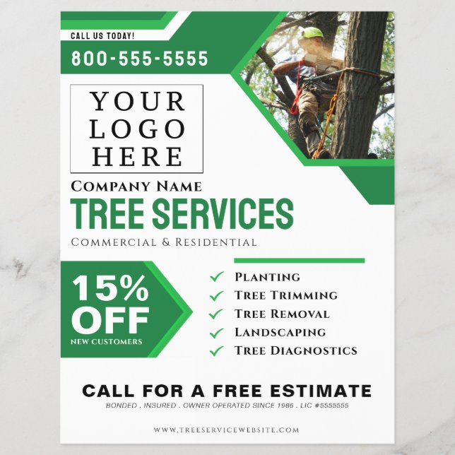 Rectangle Logo Professional Tree Services Flyer (Front)