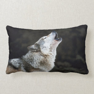 Rectangle Loup d'hurlement dans le coussin lombaire de neige