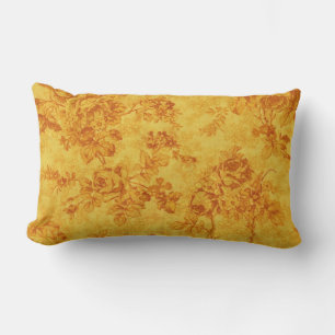 Rectangle Lumbar Coussin de fleurs dorées