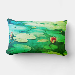 Rectangle Lys d'eau verte Plantes Coussin Jeu d'oreiller