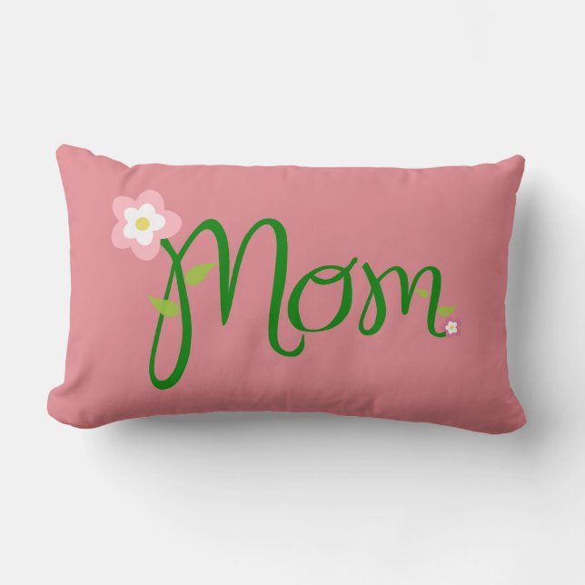 Rectangle Maman Fraise rose Lumbar Coussin (Recto)