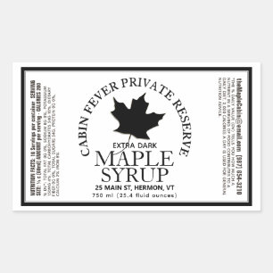 Rectangle Maple Syrup with Nutrition Facts Sticker