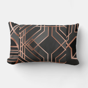 Rectangle Marbre Noir/Or Abstrait Coussin Lumbar géométrique