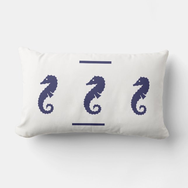 Rectangle Marine SEAHORSE sur blanc COUSSIN vie côtière (Recto)