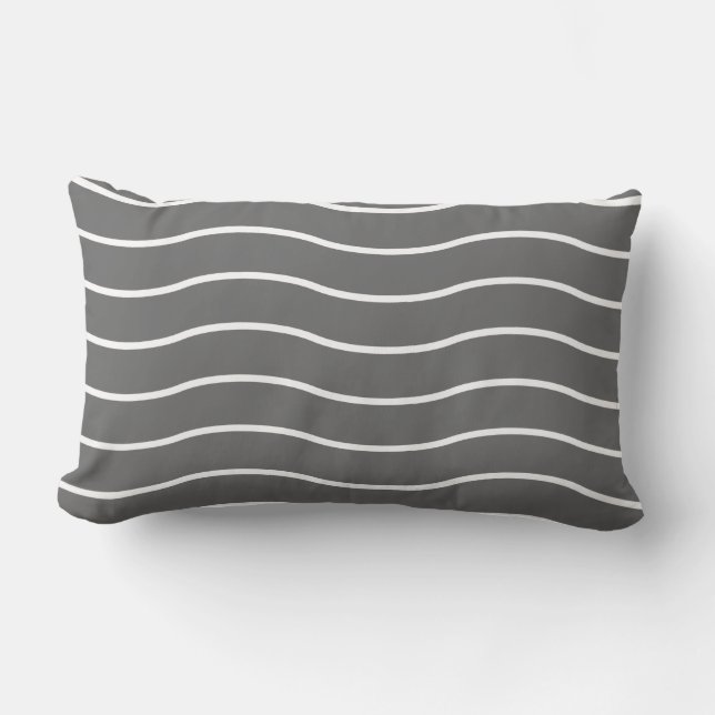 Rectangle Motif Lumbar blanc gris Coussin (Recto)
