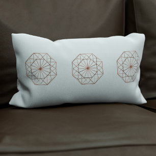 Rectangle Motif Lumbar moderne en cuivre gris  Coussin
