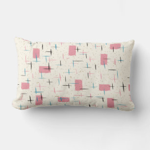 Rectangle Motif Lumbar rétro atomique rose Coussin