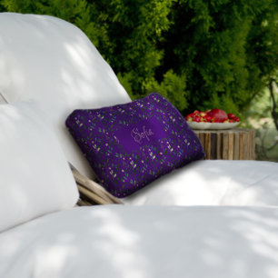 Rectangle Motif violet aquarelle feuille lombaire coussin