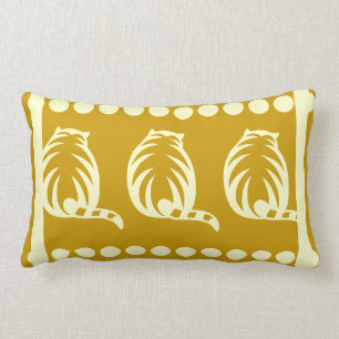 Rectangle moutarde jaune et crème CATS coussin moderne