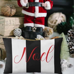 Rectangle Noel noir et blanc Coussin Lumbar