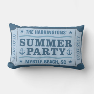 Rectangle Nom, date et emplacement personnalisés coussin "Bi
