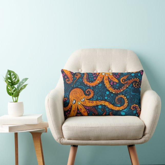 Rectangle Octopus Ocean Theme accent coussin (Chaise)