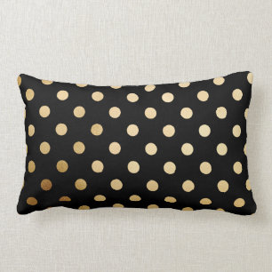 Rectangle Or et coussin noir de point de polka