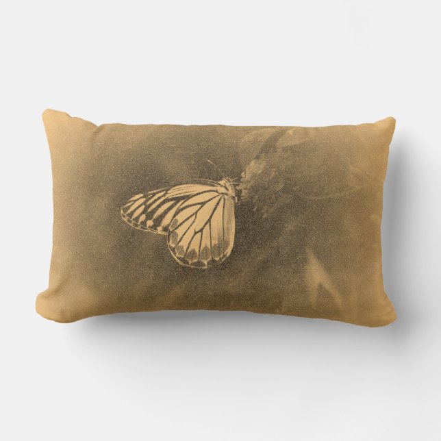 Rectangle Papillon vintage sur Fleur - Coussin (Recto)