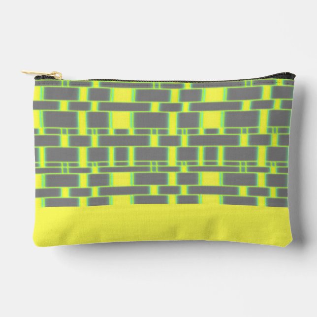 Rectangle Pattern Grey 14 Accessory Pouch (Front)