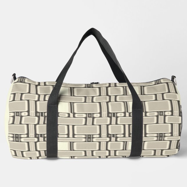Rectangle Pattern Neutral Beige Duffle Bag (Front)