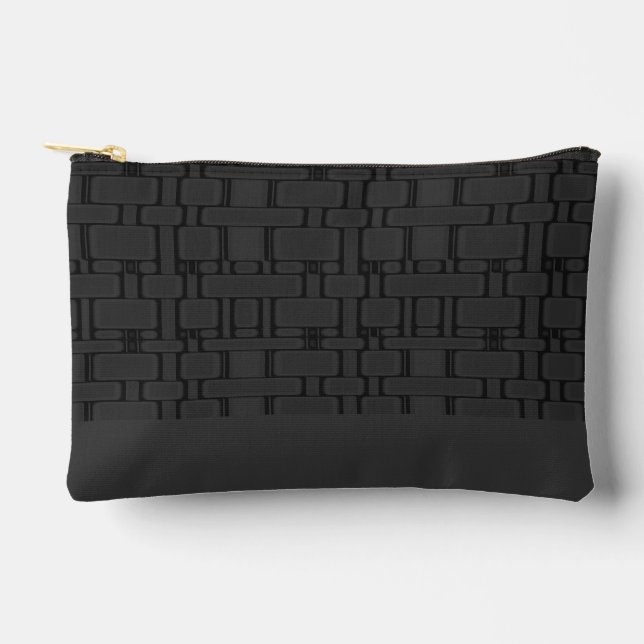 Rectangle Pattern Neutral Charcoal Accessory Pouch (Front)