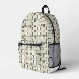 Rectangle Pattern Neutral Cream Printed Backpack