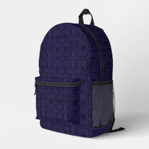 Rectangle Pattern Neutral Navy Printed Backpack