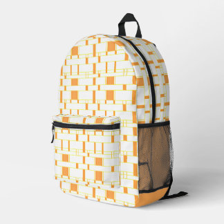 Rectangle Pattern White 13 Printed Backpack