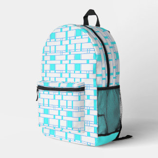 Rectangle Pattern White 3 Printed Backpack