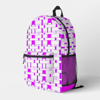 Rectangle Pattern White 6 Printed Backpack
