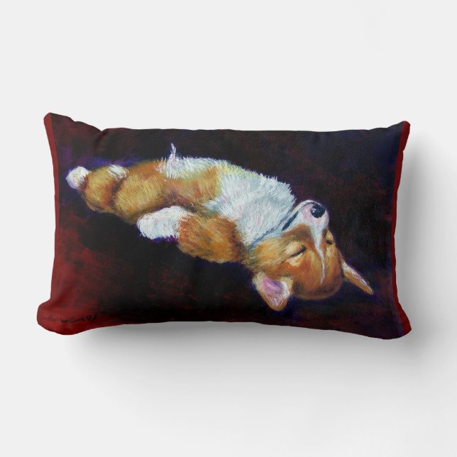 Rectangle Pembroke Welsh Corgi Lumbar Coussin (Recto)