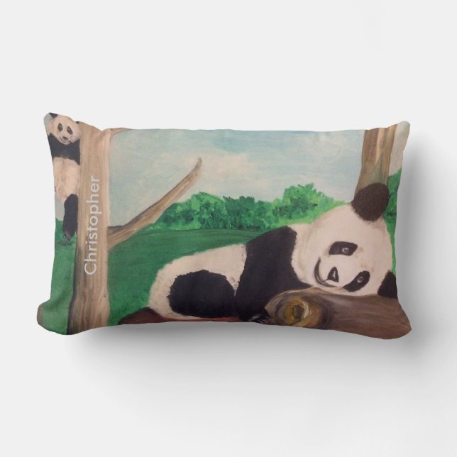 Rectangle Personnaliser Panda Bear Kids Coussin cadeau (Recto)