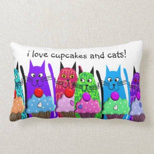 Rectangle Petits gâteaux lunatiques et coussin #2 de chats