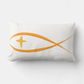 Rectangle Poisson chrétien jaune avec Coussin de croix jaune