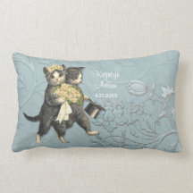 Posh Cats Mariage bleu - Lumbar Coussin