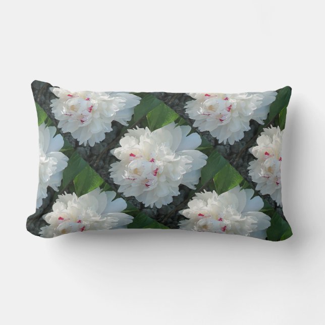 Rectangle Précieux Peony Lumbar Coussin (Recto)